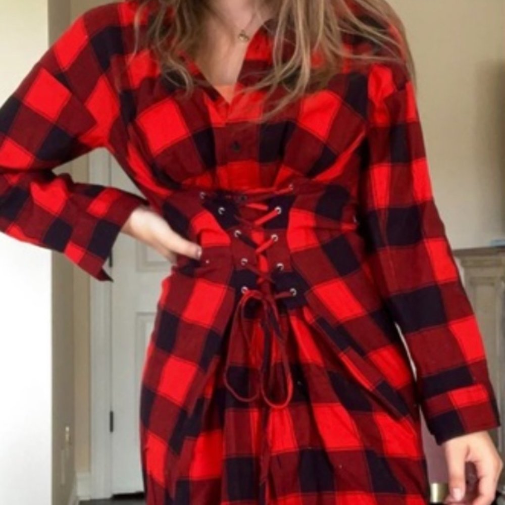 Express Corset Plaid Dress
